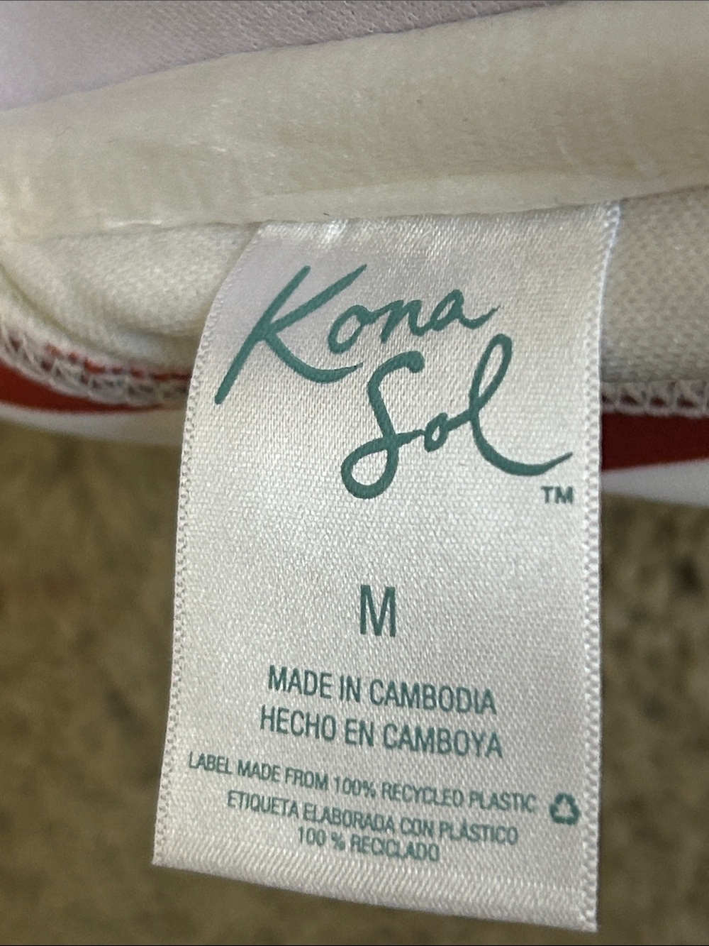 Kona Sol Red and White Striped One-Piece Swimsuit, Size M - Picture 3 of 4